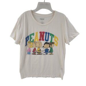 Tilly's Peanuts Cartoon Women's Graphic T Shirt Short Sleeve White Sz L Casaul
